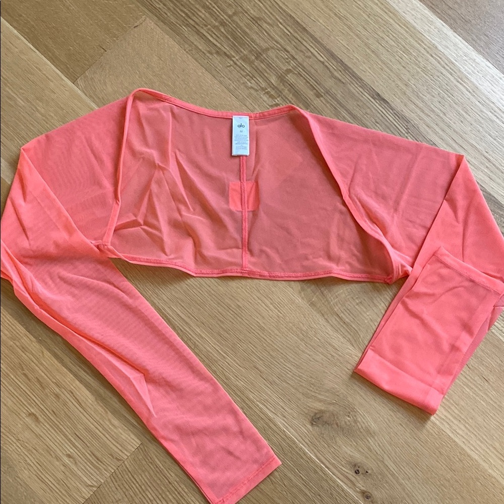 All Coral Sheer Long Sleeve Crop Top - never worn!